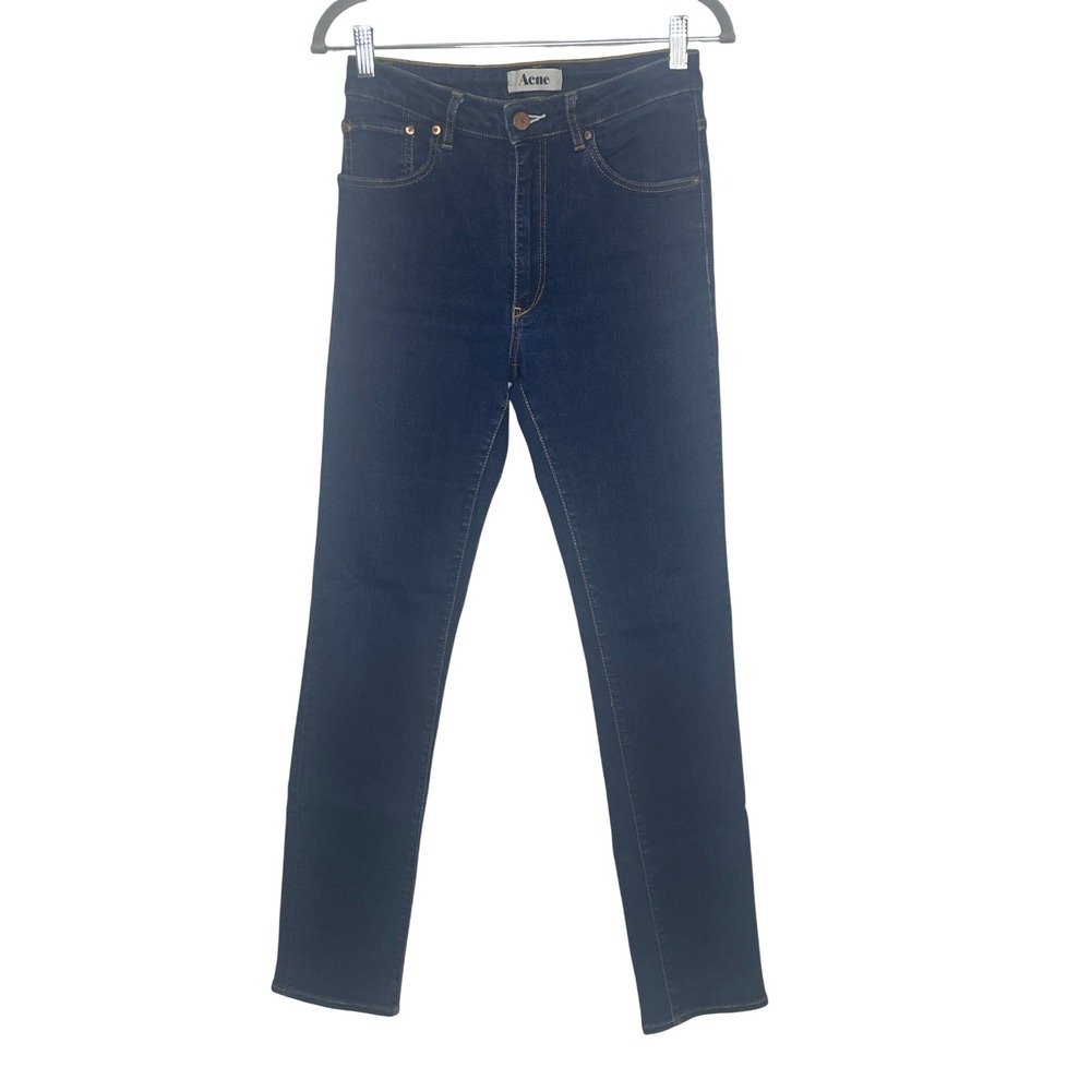 Acne  Needle Soft Raw Indigo Skinny Jeans High Rise Dark Wash 31/32